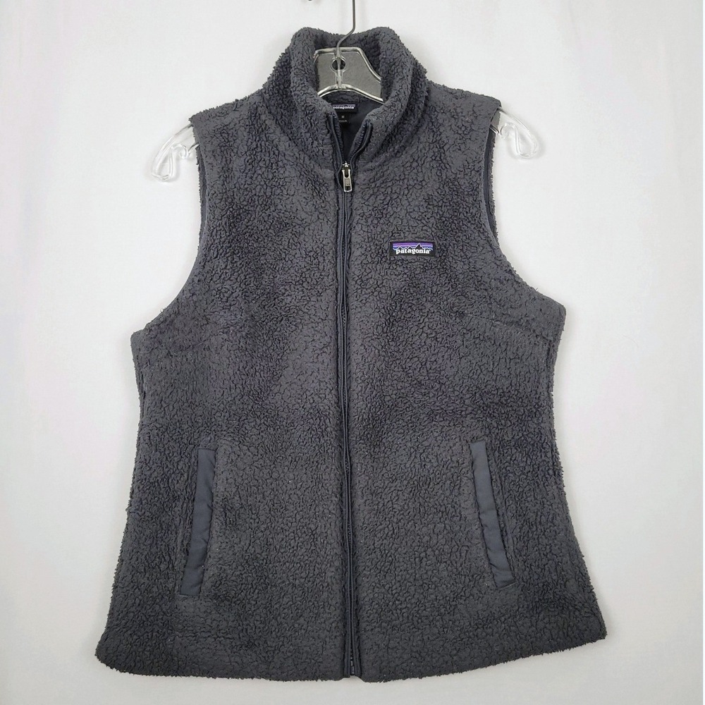 Patagonia Los Gatos Fleece Vest Womens Medium Charcoal Grey Full Zip 25216